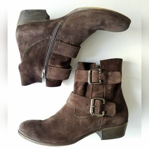 Paul Green Brown Suede Moto Cowboy Ankle Boots Size US 9
